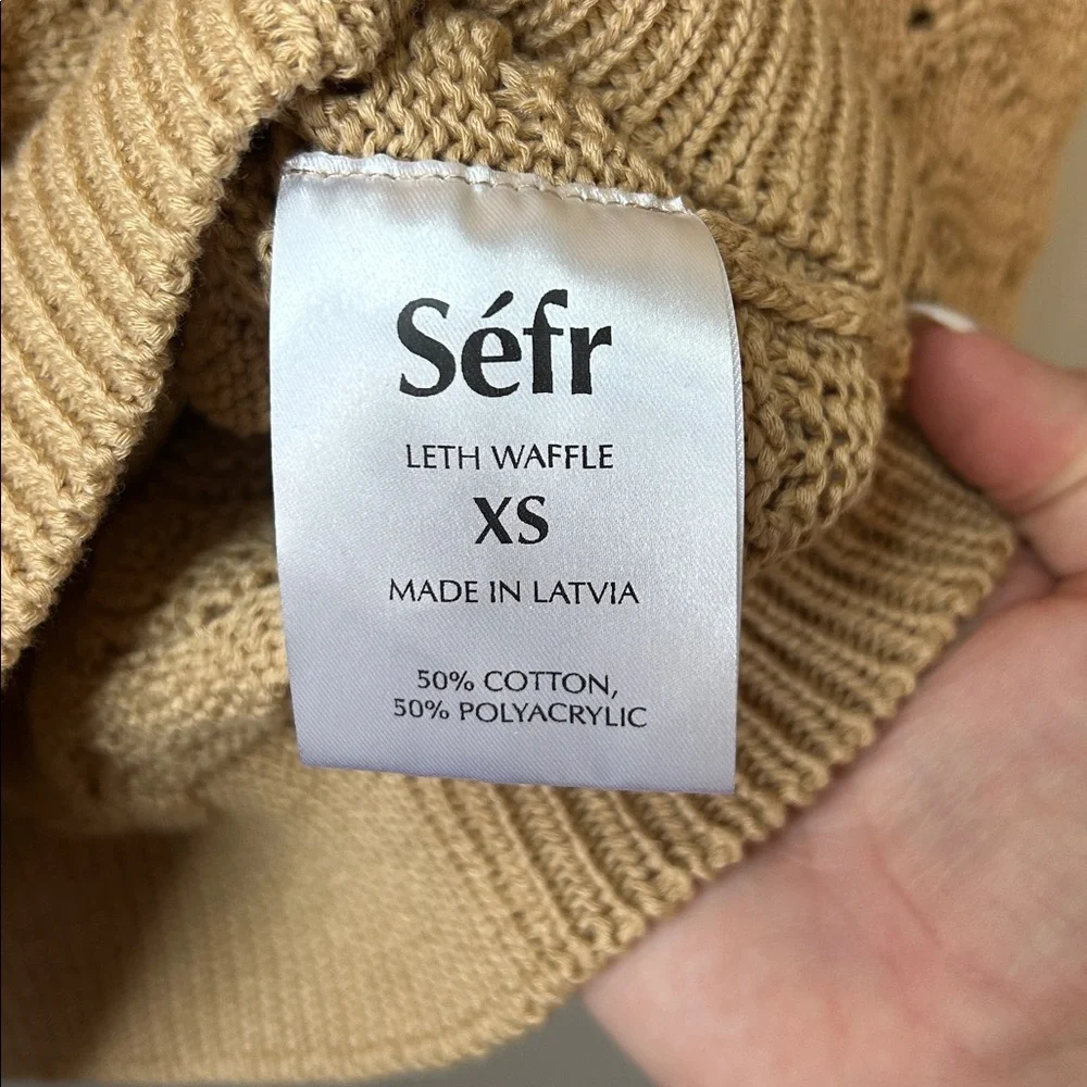 Sefr Leth Waffle Knit Sweater Caramel Tan Size XS Oversized - Picture 5 of 7
